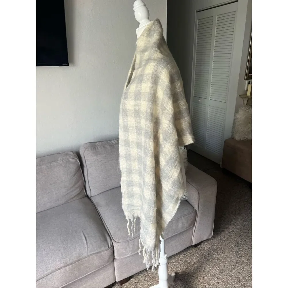 Loft wool blend neutral plaid print